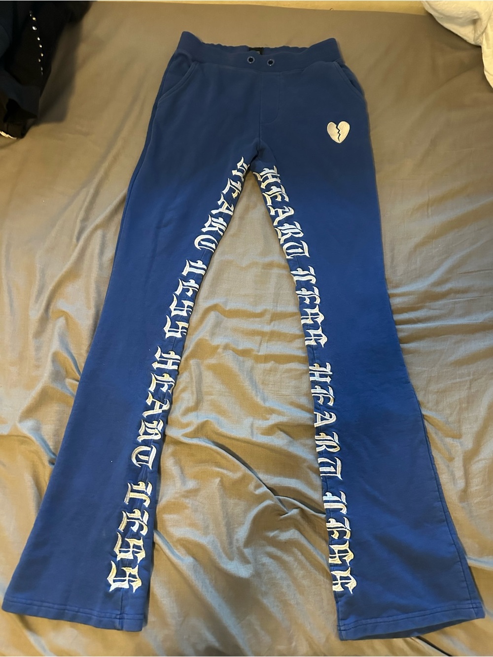 Blue Graphic Heart-Accent Kids Bottoms